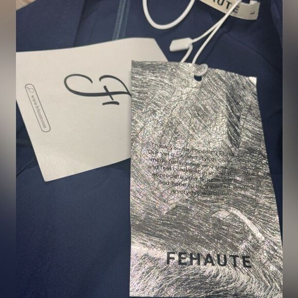 NWT women’s FEHAUTE Dark Blue 3d Floral Strapless Mermaid Midi Dress SZ large - Picture 9 of 11